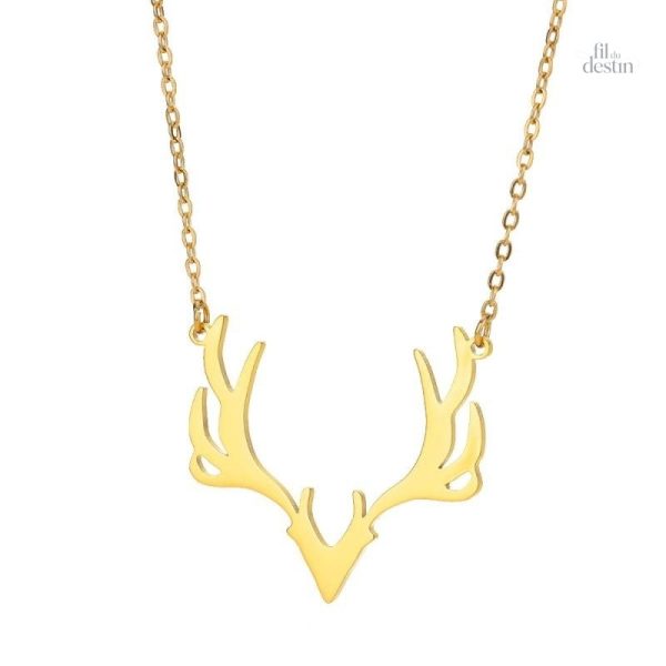 Collier porte-bonheur avec bois de cerf