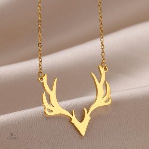 Collier en bois de cerf naturel, style unique