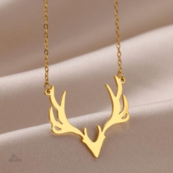 Collier en bois de cerf naturel, style unique