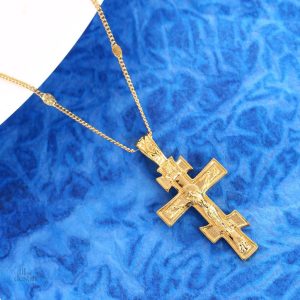 Bijou symbolique russe, collier avec croix spirituelle