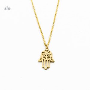 Collier court main de Fatma élégant et symbolique