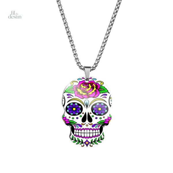 Collier calavera mexicain coloré et artistique - vue 4