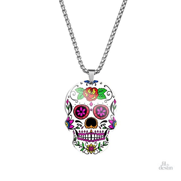 Collier calavera mexicain coloré et artistique - vue 5