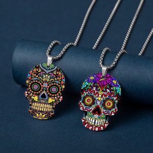 Collier inspiré des crânes mexicains décoratifs