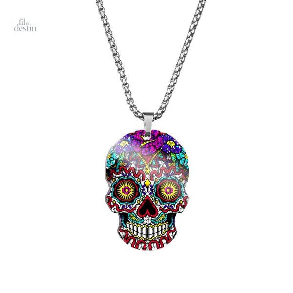 Collier coloré en forme de calavera festive