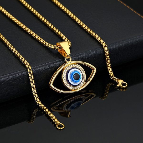 Pendentif œil grec en collier protecteur