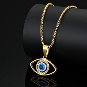 Collier avec symbole de protection œil grec