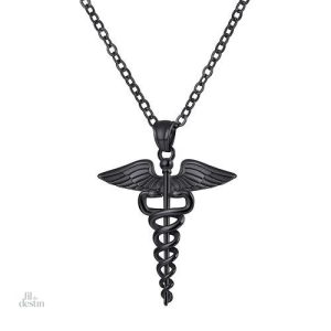 Bijou Hermès en forme de caducée, symbole de chance