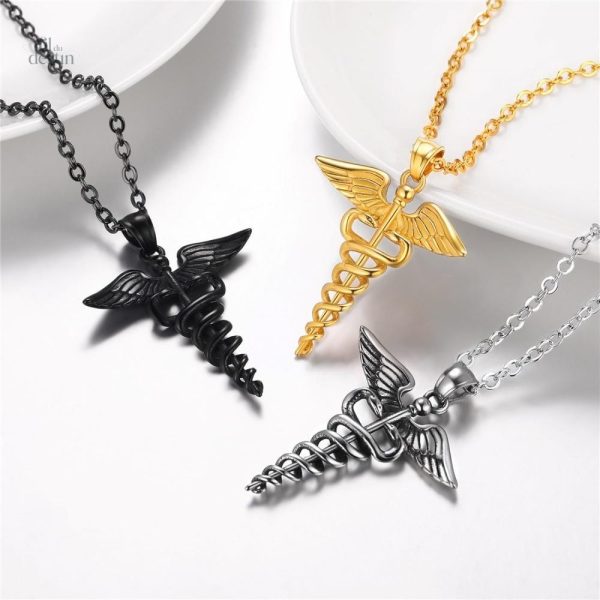 Accessoire audacieux, collier caducée d'Hermès pour tous les jours