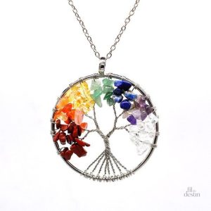 Amulette arbre chakras aux sept pierres naturelles