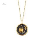 Collier couple luni-solaire en argent, symbole de chance