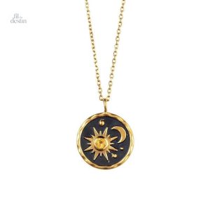 Collier couple luni-solaire en argent, symbole de chance