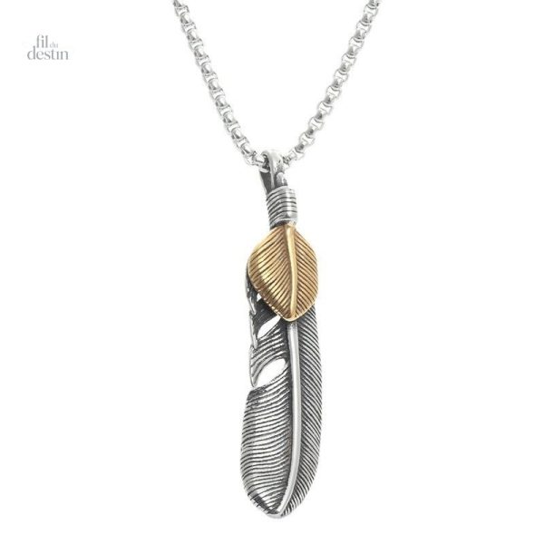 Collier plume d'honneur en porte-bonheur élégant