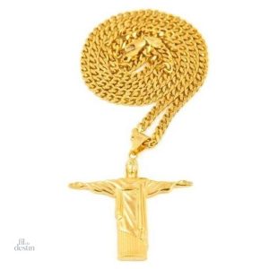 Collier doré du Christ rédempteur, symbole de protection