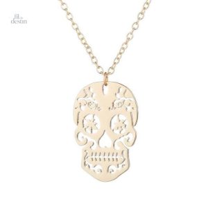 Collier crâne mexicain moderne, accessoire porte-bonheur