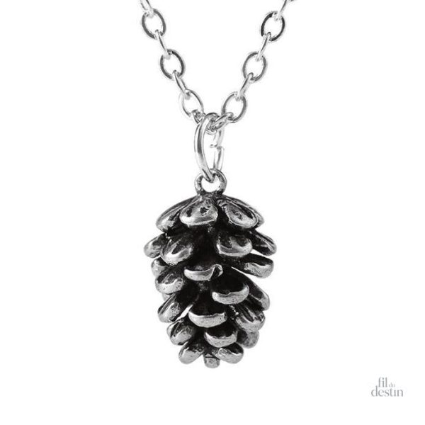 collier-muni-d-une-pomme-de-pin-1 Collier porte-bonheur avec pomme de pin en pendentif