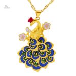 Collier plume de paon coloré, accessoire porte-bonheur