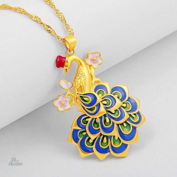 Collier inspiré de la plume de paon, un porte-bonheur stylé