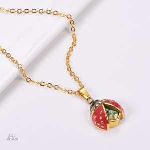 Bijou symbolique coccinelle, collier porte-bonheur