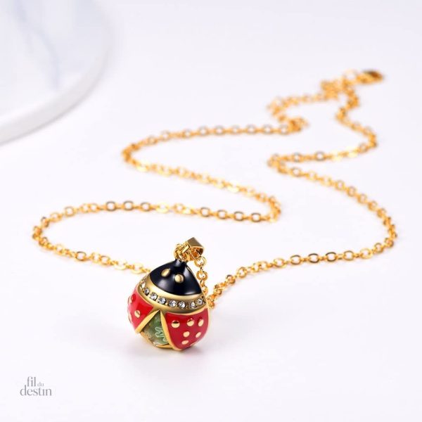 Collier avec petite coccinelle, charme protecteur