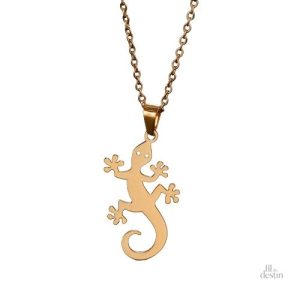 Collier porte-bonheur avec une salamandre en pendentif
