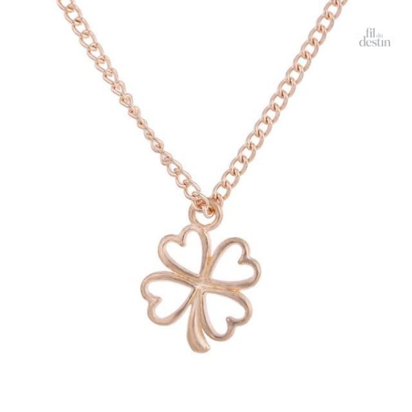 collier-trefle-a-4-feuilles-1 Collier trèfle à 4 feuilles en métal argenté