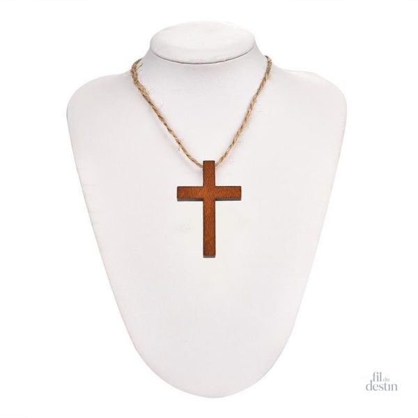 Porte-bonheur chrétien en bois, croix décorative