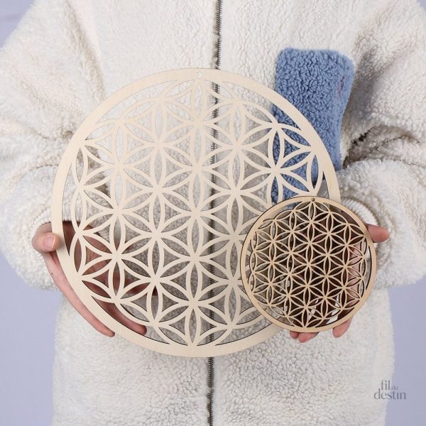 Art mural en bois, inspiré par la fleur de vie