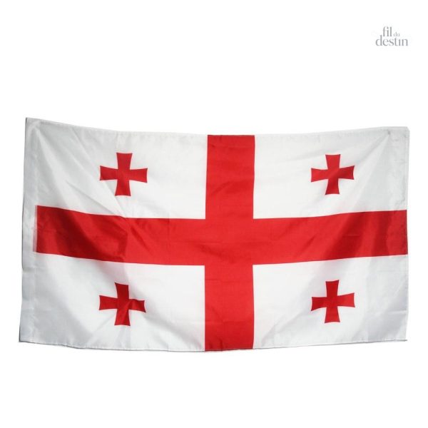 drapeau-de-la-georgie-1 Drapeau de la Géorgie en tissu, couleur rouge et blanc