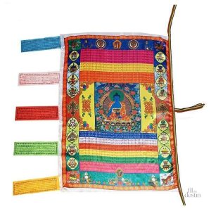 Drapeau du Bhaishajyaguru, symbole de la médecine