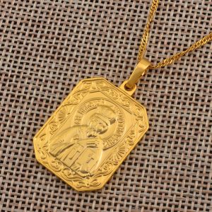 Médaille religieuse de Saint Nicolas en finition dorée