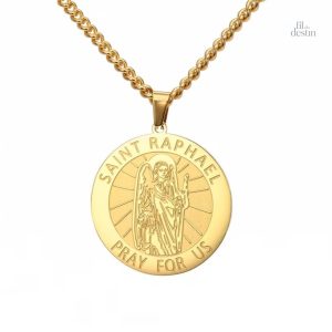 Médaille de Saint Raphaël en métal religieux