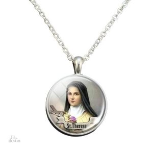 Médaille de Sainte Thérèse de Lisieux en métal argenté