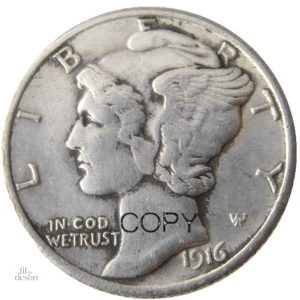 Mercury dime 1916, pièce porte-bonheur historique