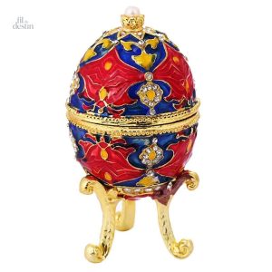 Oeuf décoratif Fabergé rouge pour porte-bonheur
