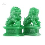 Chiens Fu en aventurine, porte-bonheur Feng Shui