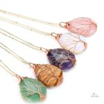 Pendentif cristal en larme avec arbre de vie