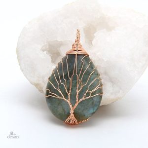 Larme de cristal avec symbole arbre de vie pour bijoux