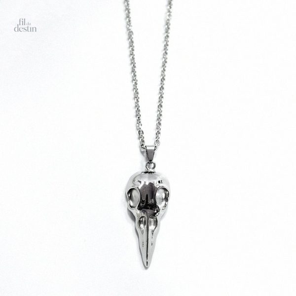 Pendentif crâne de corbeau porte-bonheur