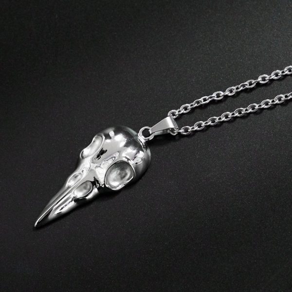 Pendentif stylisé crâne de corbeau pour homme