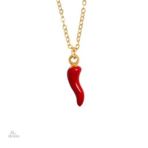 Pendentif cornicello rouge en style porte-bonheur