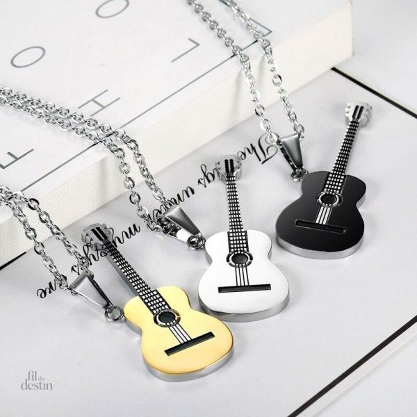 Pendentif artisanal guitare, amulette pour musiciens