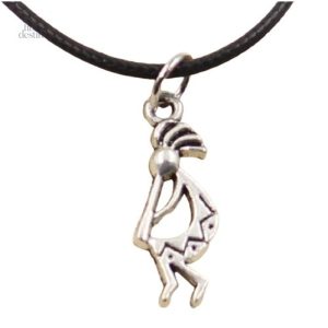 Pendentif Kokopelli porte-bonheur en métal fin