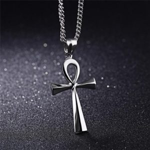 Ankh porte-bonheur en métal poli
