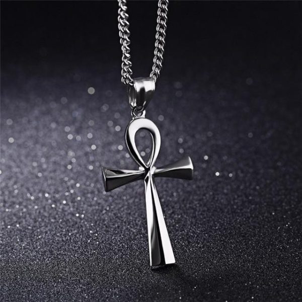 Ankh porte-bonheur en métal poli