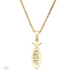 Pendentif Ichthus chrétien en style porte-bonheur
