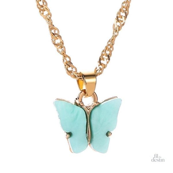 Pendentif papillon porte-bonheur en métal délicat