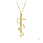 Pendentif Asclépios en motif bâton porte-bonheur