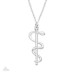Bâton d'Asclépios en pendentif élégant et symbolique