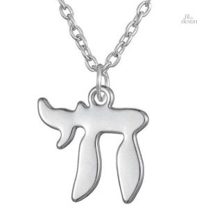 Pendentif porte-bonheur Chai en métal brillant